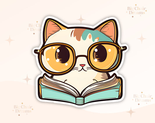 Paint Cat Reading a Book Sticker