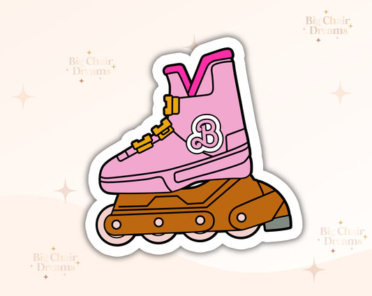 Pink Inline Skate Sticker - Retro 90's