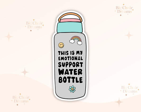 Emotional Support Water Bottle Sticker - Emotional Support - Neurodivergent