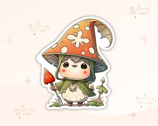 Cute Mushroom Girl Lottie Sticker - Cottage core - Mushrooms