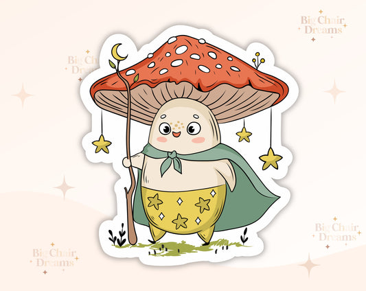 Cute Mushroom Guy Jack Sticker - Cottage Core - Mushrooms