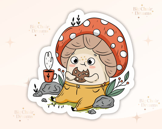 Cute Mushroom Guy Steve Sticker - Cottage Core - Mushrooms