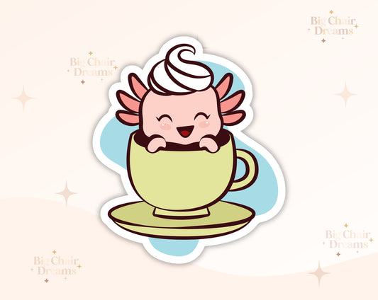 Coffee Cup Axolotl Sticker