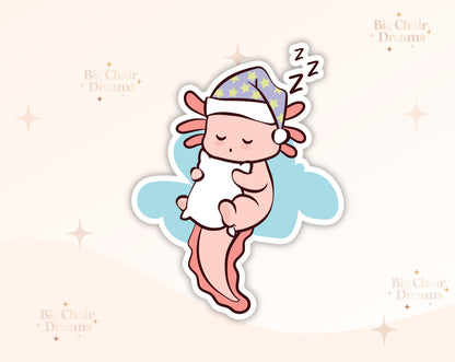 Napping/Sleeping Axolotl Sticker