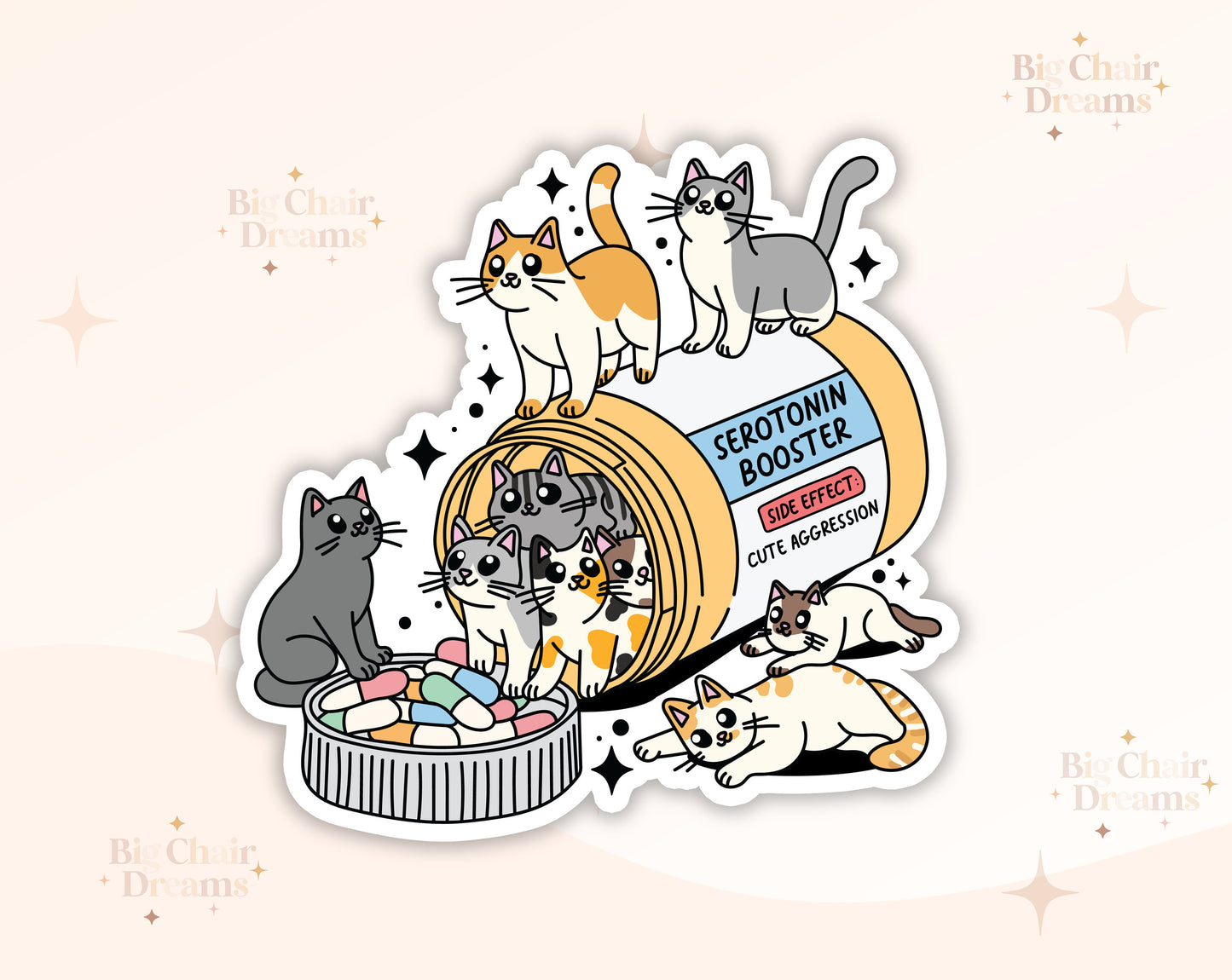 Serotonin Booster Cat Sticker - Emotional Support - Cat Love - Neurodivergent