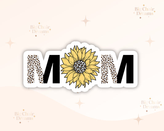 Mom Sticker - Sunflowers - Leopard Print
