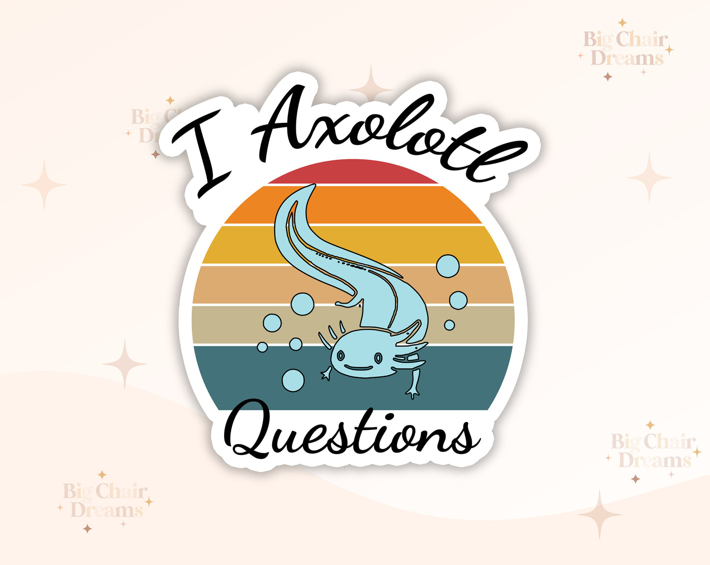 Swimming "I Axolotl Questions" Sticker