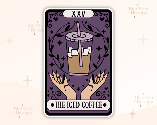 Tarot Card The Iced Coffee Sticker - Holographic - Booktok - Coffeetok - Tarot Cards