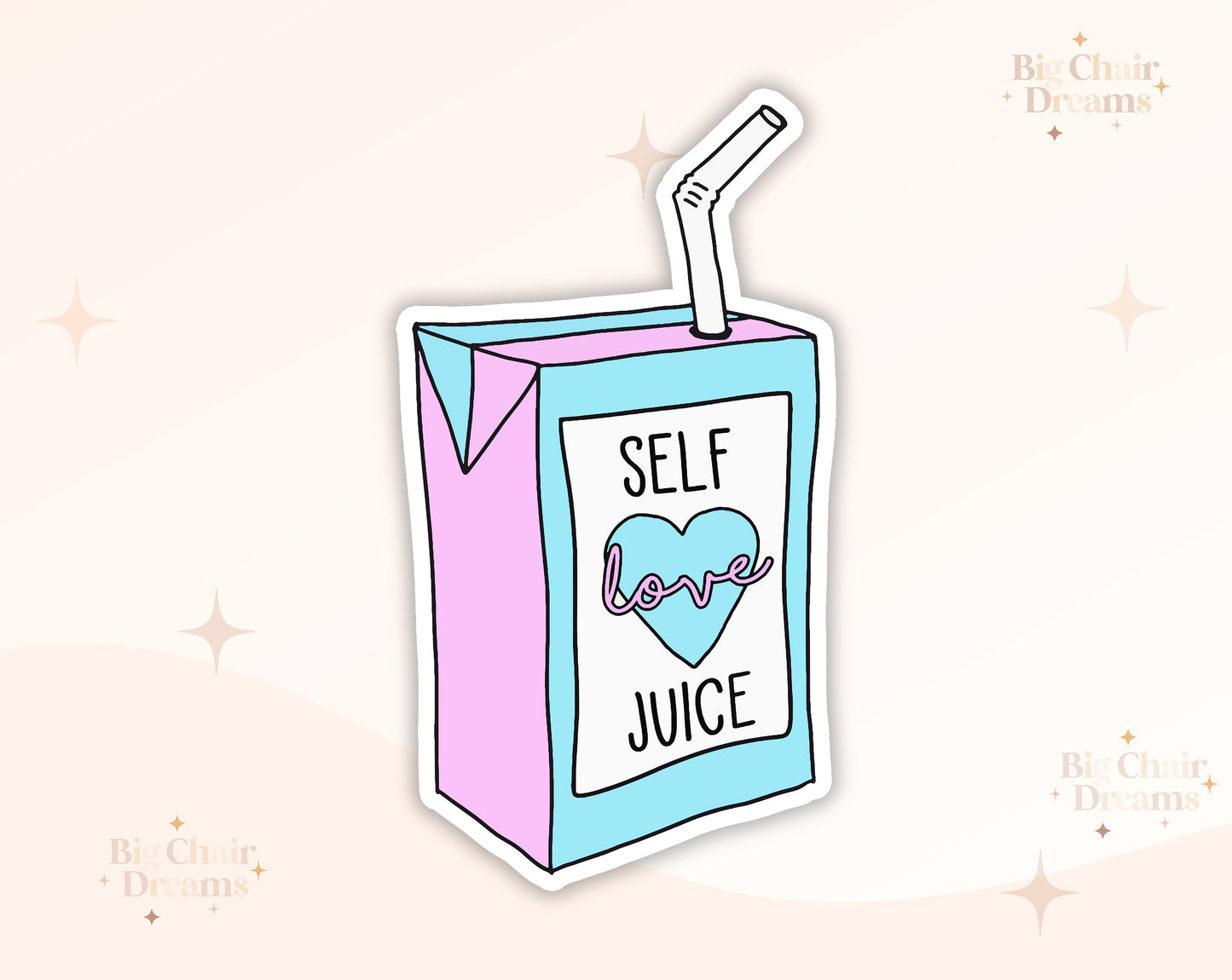 Self Love Juice Box Sticker - Emotional Support - Heart - Neurodivergent - Love Yourself