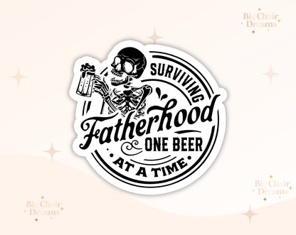 Surviving Fatherhood Sticker - Beer - Surviving - Fatherhood - Father's Day