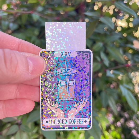Tarot Card The Iced Coffee Magnetic Bookmark - Book Lover - Booktok - Holographic - Coffeetok - Coffee Lover